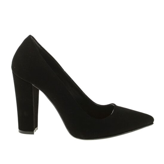 Black Suede Chunky Heel Shoes for Women MA-023