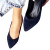 Navy Blue Suede Ankle Strap Heels for Women MA-028