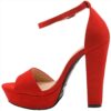 Red Platform High Heel Sandals Women RA-157