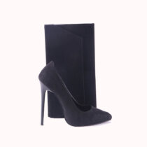 Black Suede Stiletto Heel Match Bag and Shoes RC-021