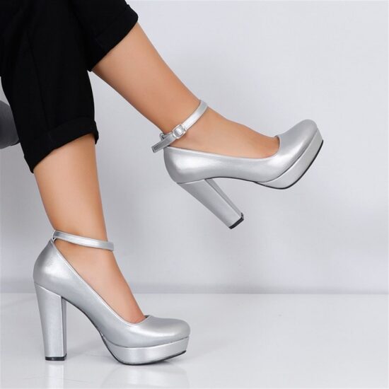Gray Platform Heel Wedding Shoes for Women RA-210