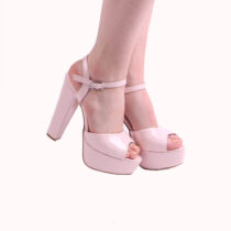 Pink Shiny Wedding Platform Shoes for Bride RA-027