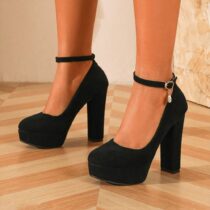 Black Platform Heel Wedding Shoes for Women RA-210