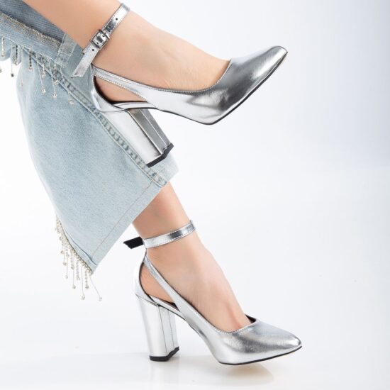 Silver Ankle Strap Women Shoes RA-8030