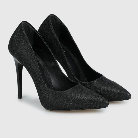 Black Glitter Stiletto High Heel Shoes for Women Ma-021