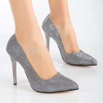 Platinum Glitter Stiletto High Heel Shoes for Women Ma-021