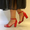 Red Chunky Heel Dress Shoes for Women MA-030