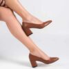 Brown Low Heel Dress Shoes for Ladies MA-024