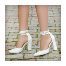 White Ankle Strap High Heels for Women RA-040