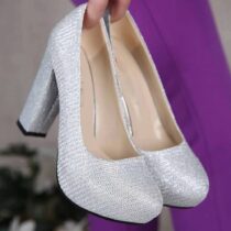 Silver Platform Chunky Heel for Women RA-515