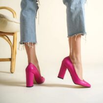 Fushcia Chunky Heel Shoes for Women MA-023