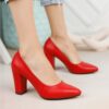 Red Chunky Heel Shoes for Women MA-023