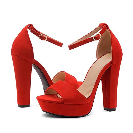 Red Platform High Heel Sandals Women RA-157