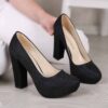 Black Glitter Platform Chunky Heel for Women RA-515