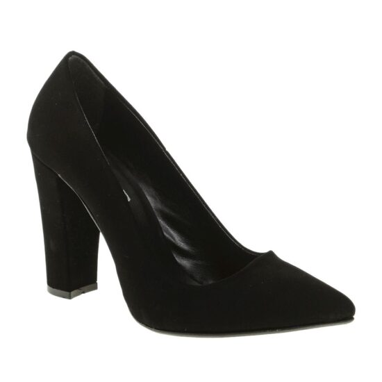 Black Suede Chunky Heel Shoes for Women MA-023