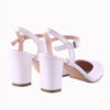 White Ankle Strap Low Heels for Women RA-145