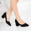 Black Suede Low Heels Casual Shoes for Women RA-162