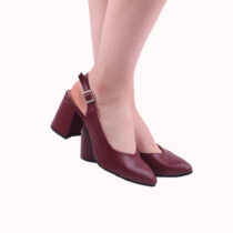 Burgundy Ankle Strap Heels for Women MA-028