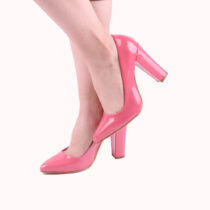 Pomegranate Shiny Chunky Heel Shoes for Women MA-023