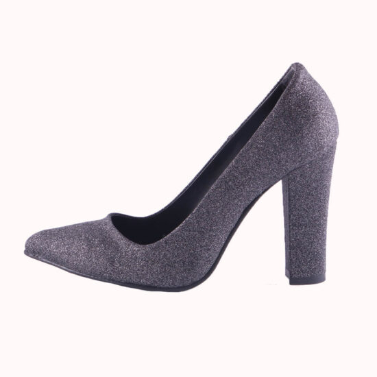 Platinum Silvery Chunky Heel Shoes for Women MA-023