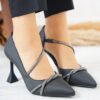 Black High Heel Shoes with Bow for Women RA-01