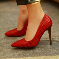 Red Crocodile Stiletto High Heel Shoes for Women Ma-021