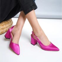 Fushcia Satin Ankle Strap Heels for Women MA-028