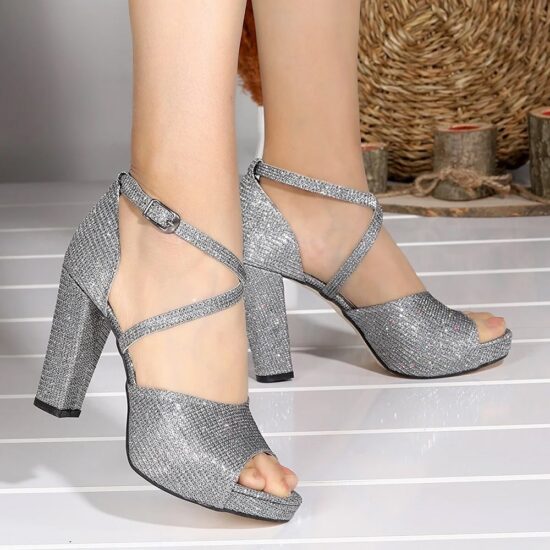Platinum High Heel Wedding Shoes for Women RA-701