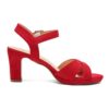 Red Ankle Strap Block Heels for Women RA-160