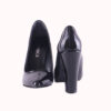 Black Shiny Chunky Heel Shoes for Women MA-023
