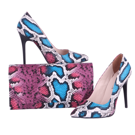 Pink Print High Heel Match Bag and Shoes RC-021
