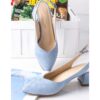 Blue Suede Ankle Strap Heels for Women MA-028