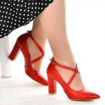 Red Ankle Strap High Heels for Women RA-1004