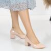 Beige Shiny Low Heel Dress Shoes for Ladies MA-024