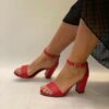Red Chunky Heel Dress Shoes for Women MA-030