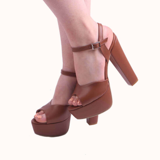 Brown Platform Heel Match Bag and Shoes RC-027