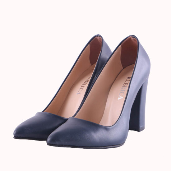Navy Blue Chunky Heel Shoes for Women MA-023
