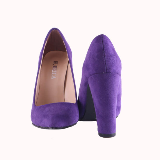 Purple Suede Chunky Heel Shoes for Women MA-023