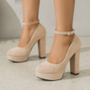 Beige Platform Heel Wedding Shoes for Women RA-210