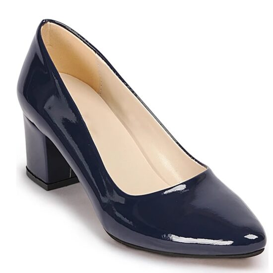 Blue Shiny Low Heel Dress Shoes for Ladies MA-024