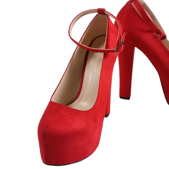 Red Suede High Heel Platform Sandals for Women RA-304