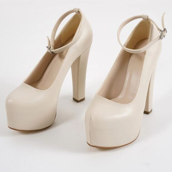 Cream High Heel Platform Sandals for Women RA-304