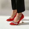 Red Transparent High Heel Shoes for Women RA-510