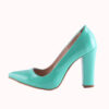 Green Shiny Chunky Heel Shoes for Women MA-023