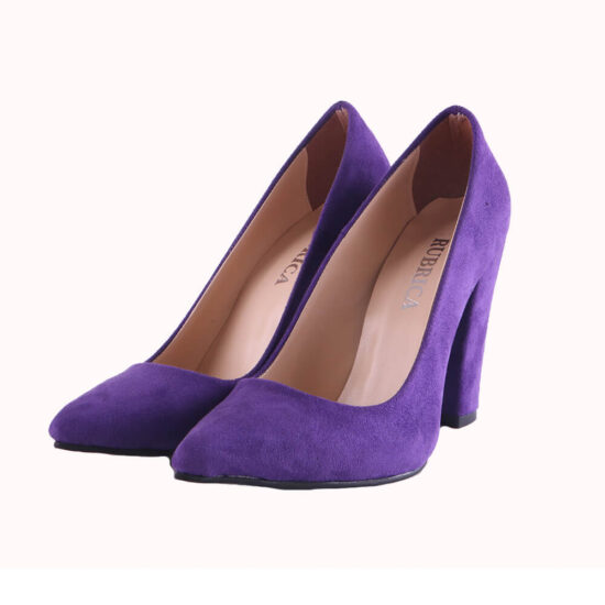 Purple Suede Chunky Heel Shoes for Women MA-023
