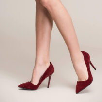 Burgundy Suede Stiletto High Heel Shoes for Women Ma-021