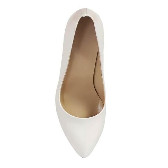 White 3 inch Heels for Women Closed toe MA-017