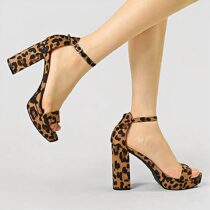 Leopard Platform High Heel Sandals Women RA-157
