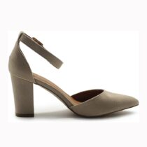 Beige Chunky High Heel Shoes with Ankle Straps for Women RA-062