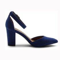 Blue Chunky High Heel Shoes with Ankle Straps for Women RA-062